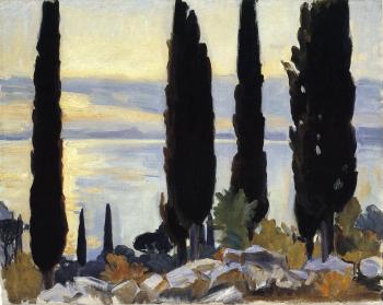 約翰 辛格 薩金特 Cypress Trees at San Vigilio